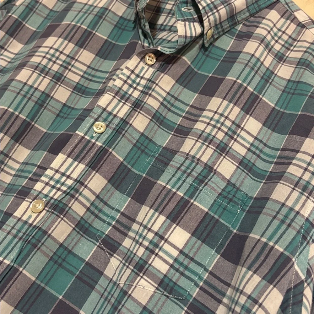 J. Crew Teal and Gray Plaid Men's‎ Shirt